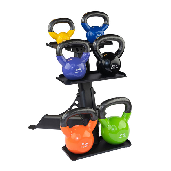 Body-Solid 5-30 lb. Vinyl Kettlebell Set with Rack