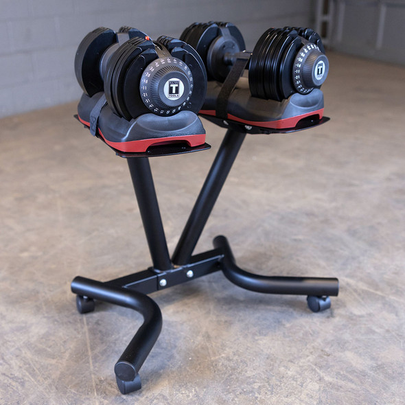 Adjustable Dumbbell Set, 11 lb. to 66 lb. with Stand