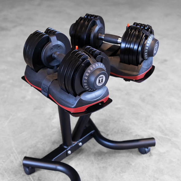 Adjustable Dumbbell Set, 11 lb. to 66 lb. with Stand